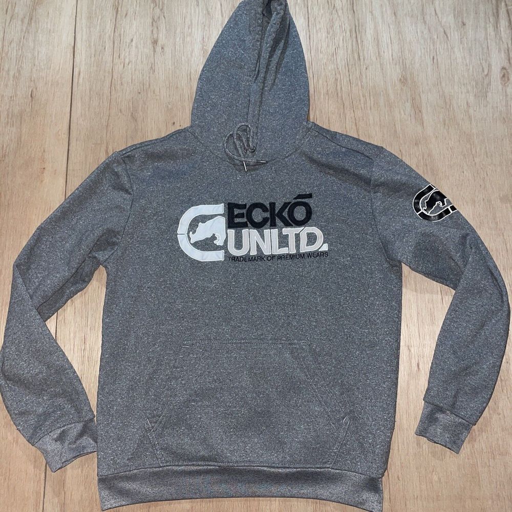 Ecko Unlimited Hoodie Mens Medium Gray Rhino Logo Long Sleeve
